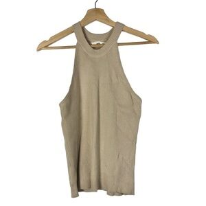 Mango MNG Beige Ribbed High Neck Tank Top L